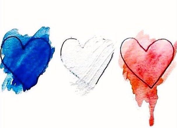 coeurs bleu blanc rouge