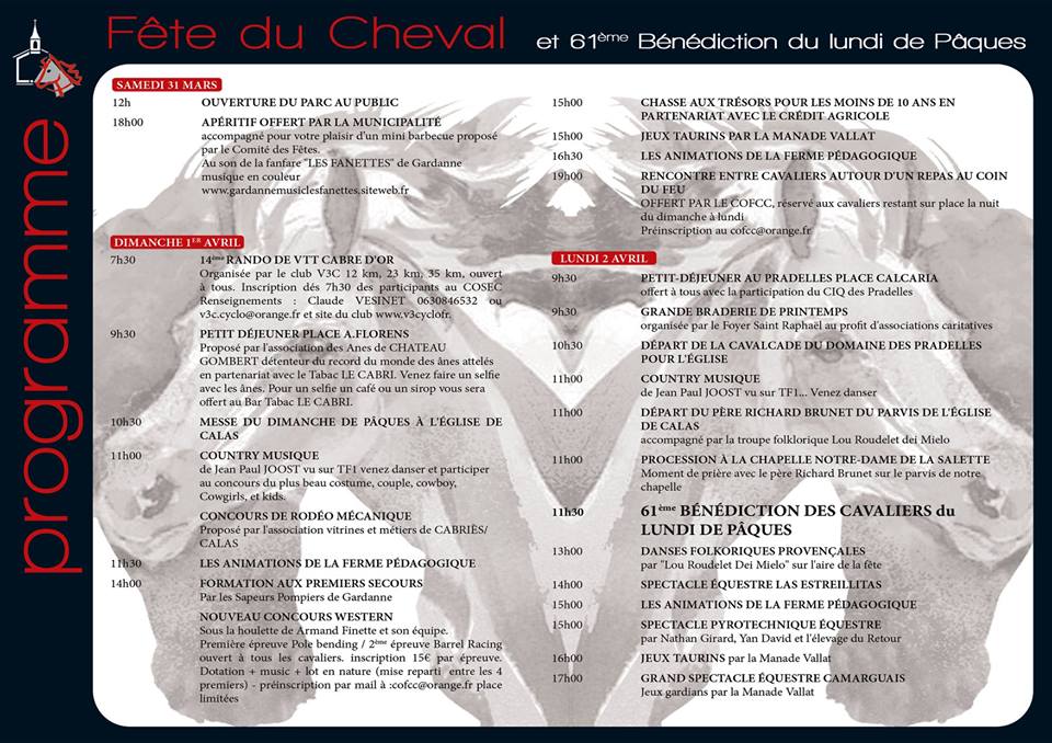 Programme 61e Fete du cheval de Calas 2018