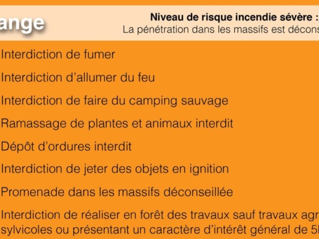 Niveau de risque incendie Orange