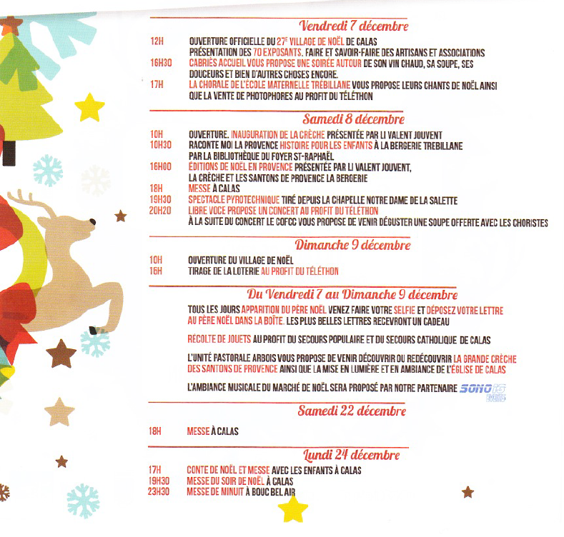 Programme Noël Cabries 2018